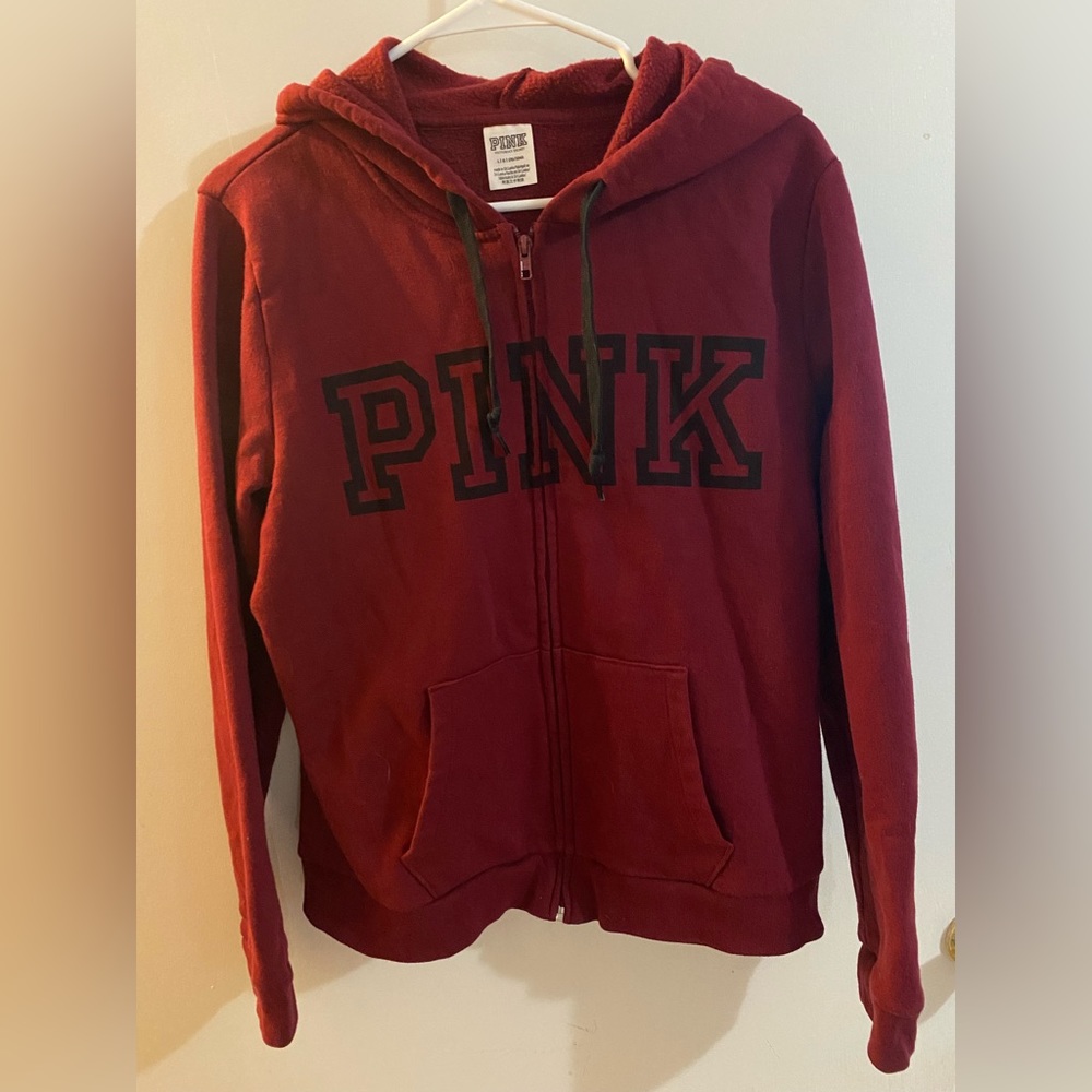 Maroon “Pink” zip up hoodie